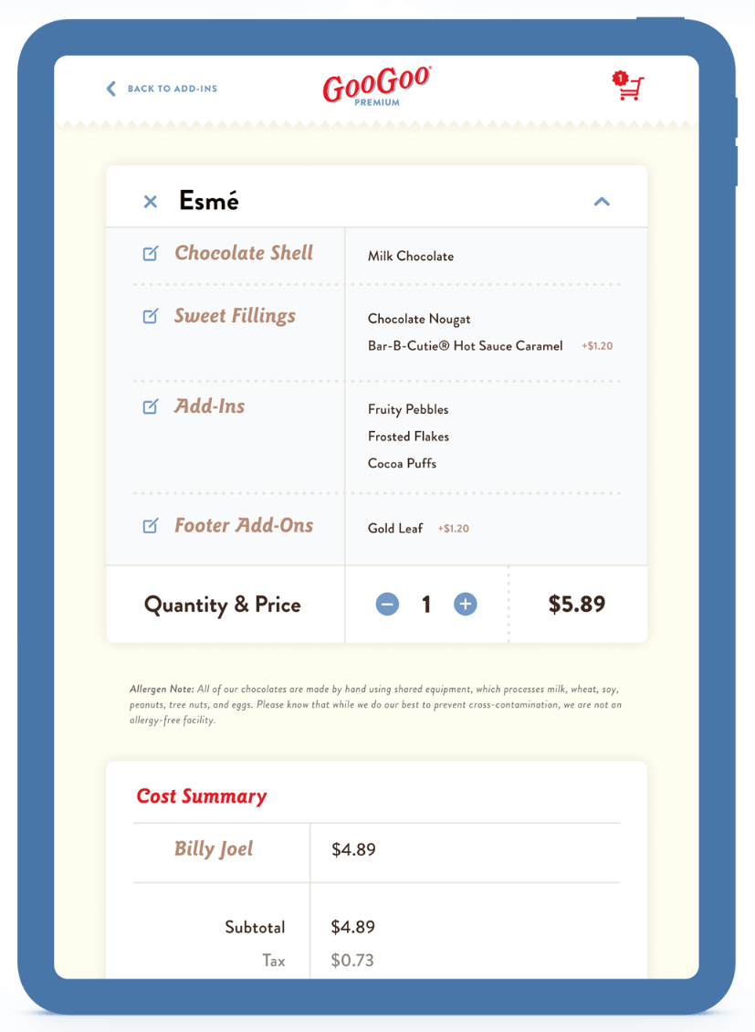 The order summary