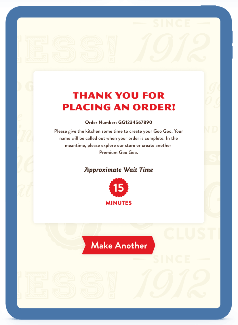 Order confirmation with wait time