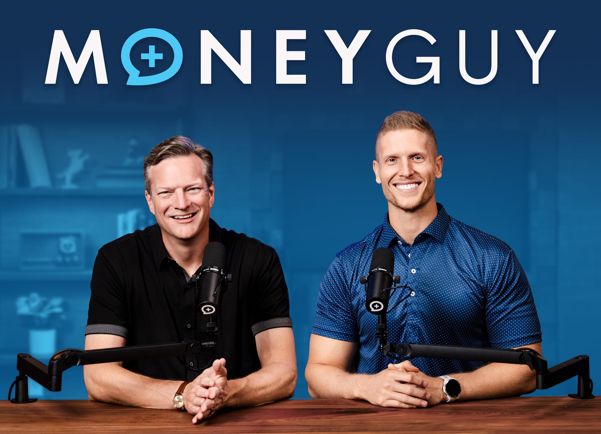 Brian Preston and Bo Hanson at the Money Guy desk under the wordmark