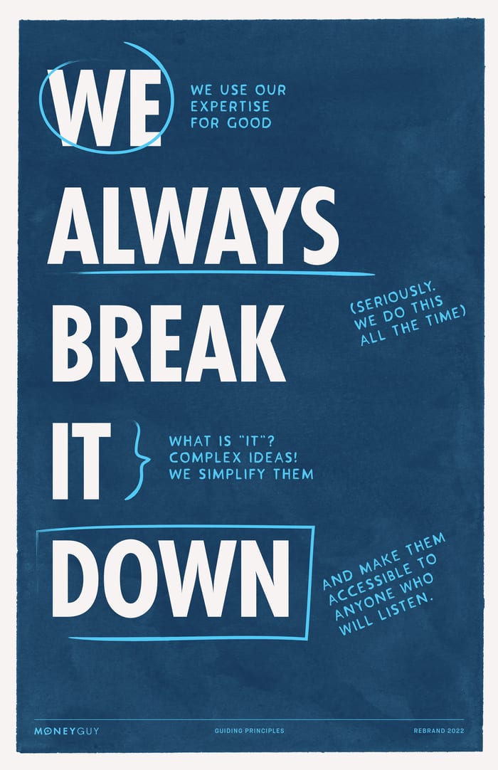 Core values poster: We always break it down