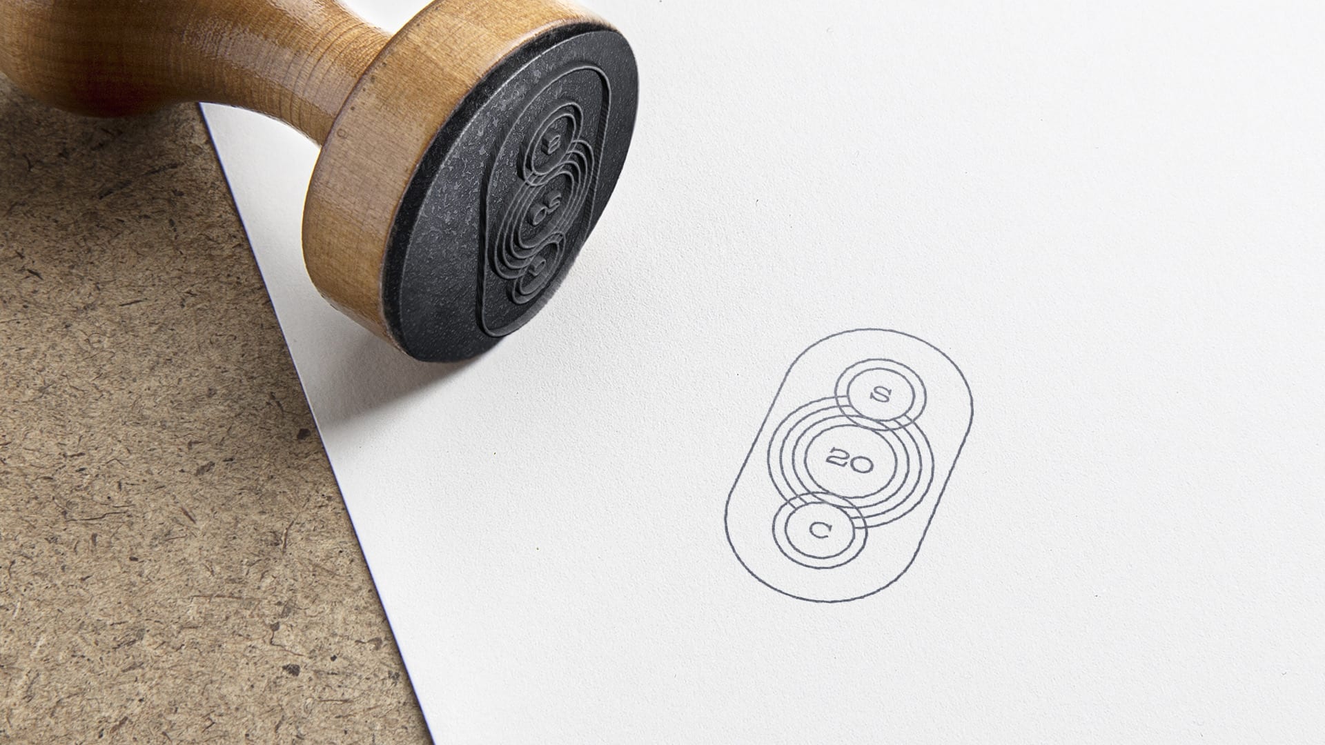The monogram cut as a rubber stamp